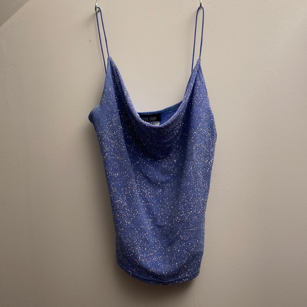 Y2K Periwinkle Glitter Spaghetti Strap Top
